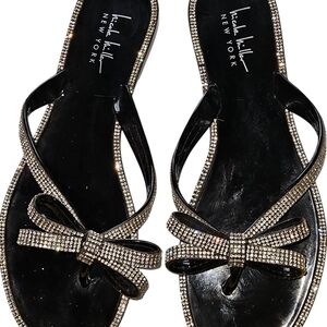 Nicole Miller Black Glamorous Sandals with Rhinestones NWOT